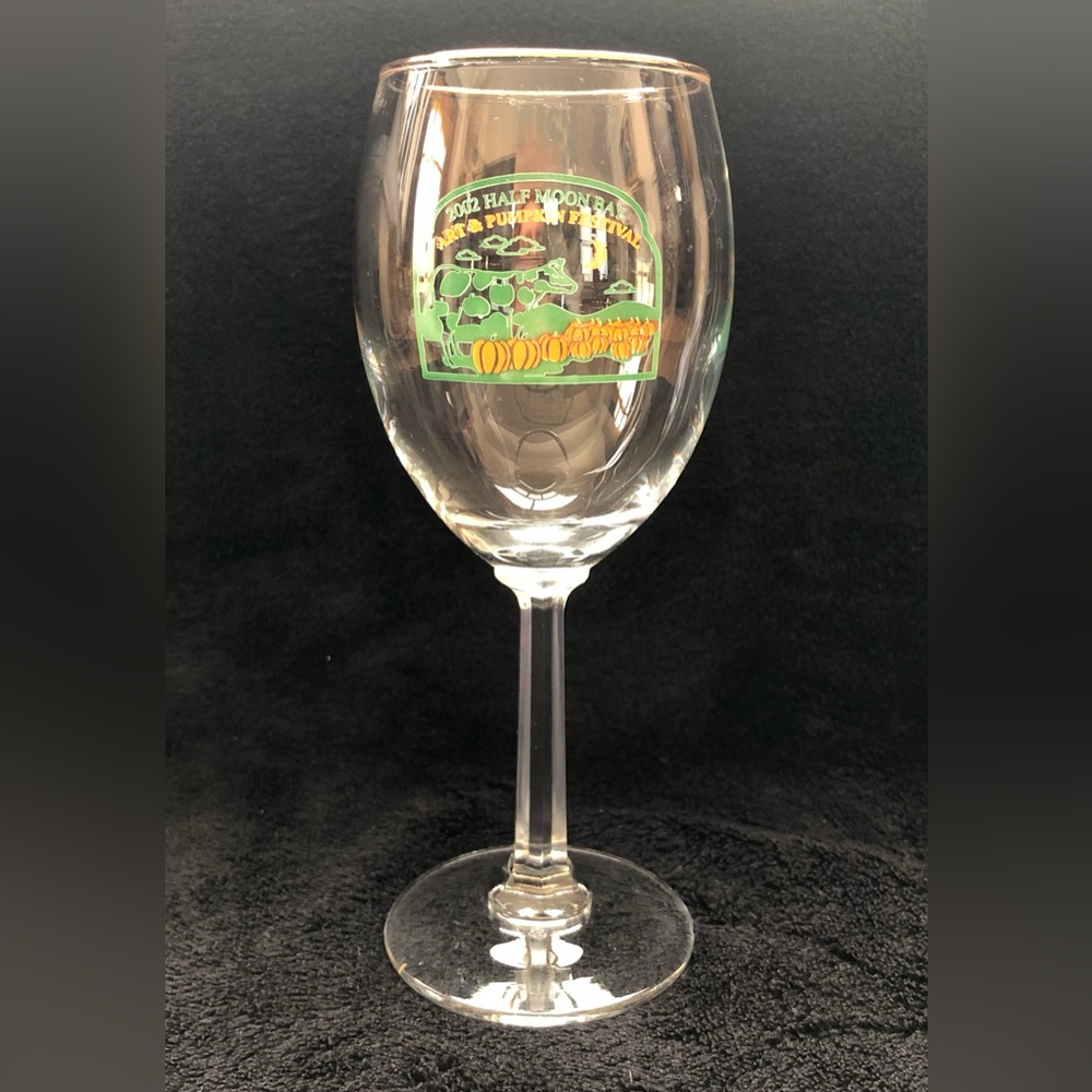 2002 Half Moon Bay Art & Pumpkin Festival Wine Glass Hexagonal Stem